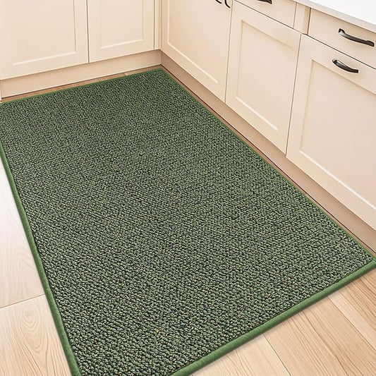 BEQHAUSE Kitchen Rugs 32"x48", Non-Slip Kitchen Mats for Floor, Super Absorbent and Stain Resistant Kitchen Rugs, Machine Washable Rugs for Kitchen, Hallway, Laundry & Sink, Green