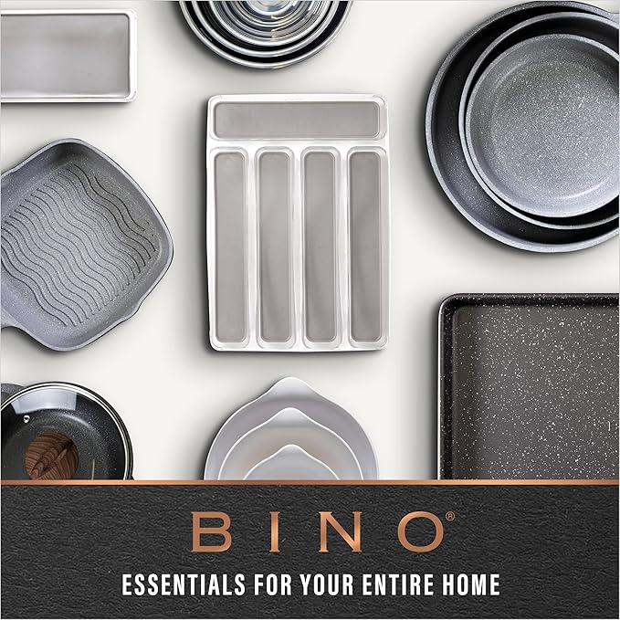BINO | Plastic Organizer Bins, Large - 4 Pack | The SOHO Collection | Multi-Use | Pantry & Freezer Organizer Bins | Plastic Storage Containers for Home & Kitchen Org
