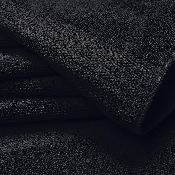 GLAMBURG Ultra Soft 6-Piece Hand Towel Set 16x28-100% Ringspun Cotton - Durable & Highly Absorbent Hand Towels - Ideal for use in Bathroom, Kitchen, Gym, Spa & General Cleaning - Black