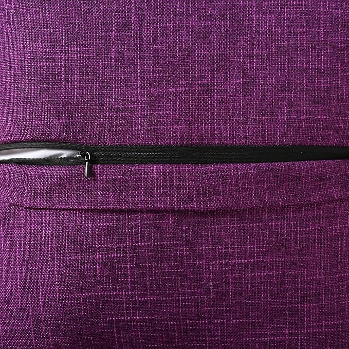 HAUSSY Purple Linen Decorative Throw Pillow Covers 26x26 Inch Set of 2,Square Euro Pillow Shams with 3 Vintage Buttons,Modern Farmhouse Home Decor for Couch,Bed