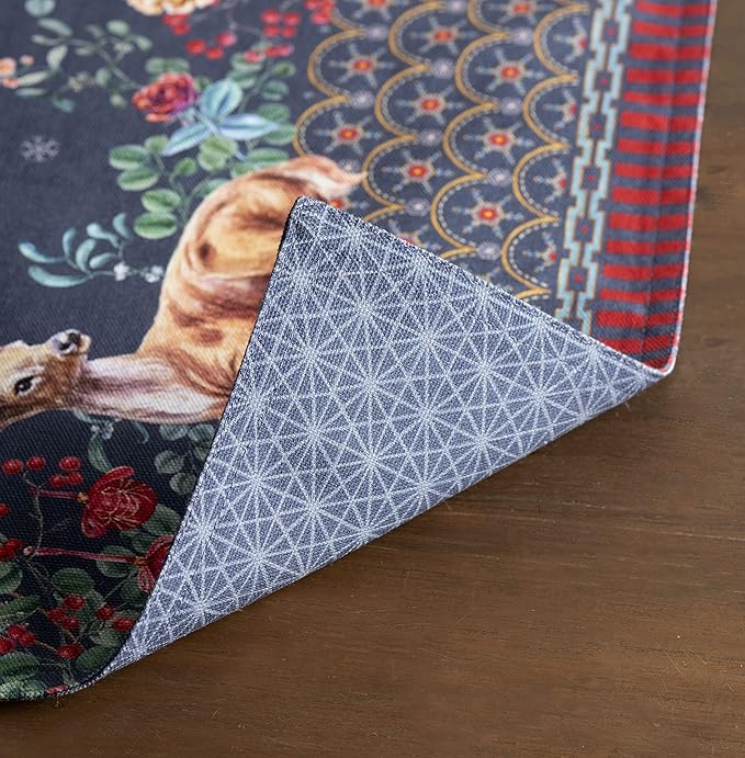 Maison d' Hermine Placemats Set of 4 100% Cotton Washable Cloth Place Mats, Reusable Table Mats for Kitchen Dining Decoration, Party, Wedding, Restaurant (Christmas Joy, 13" x 19")