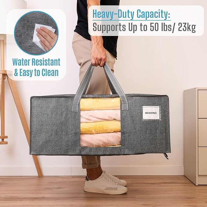 VENO 10 Pack Moving Bags Extra Large Storage Bags for College Move-In, Heavy-Duty Storage Totes, Packing Boxes, and Wardrobe Moving Supplies - Durable Laundry Bags for Clothes (Gray w/Window, 10 Pack)