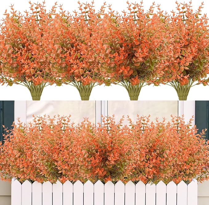 24 Bundles Artificial Fall Flowers UV Resistant Faux Autumn Plants Fake Indoor Outdoor Greenery Fall Decor for Home Thanksgiving Wedding Party Garden Fireplace