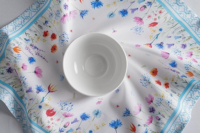 Maison d' Hermine Cloth Napkins Set of 4 100% Cotton Everyday Reusable Square Napkins Cloth Washable, Dinner, Party, Wedding, Restaurant, Spring/Summer (Flower in The Field, 20" x 20")