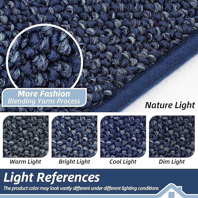 BEQHAUSE Kitchen Runner Rugs 24"x60", Non-Slip Kitchen Mats for Floor, Super Absorbent and Stain Resistant Kitchen Rug, Machine Washable Rugs for Kitchen, Hallway, Laundry & Sink, Blue