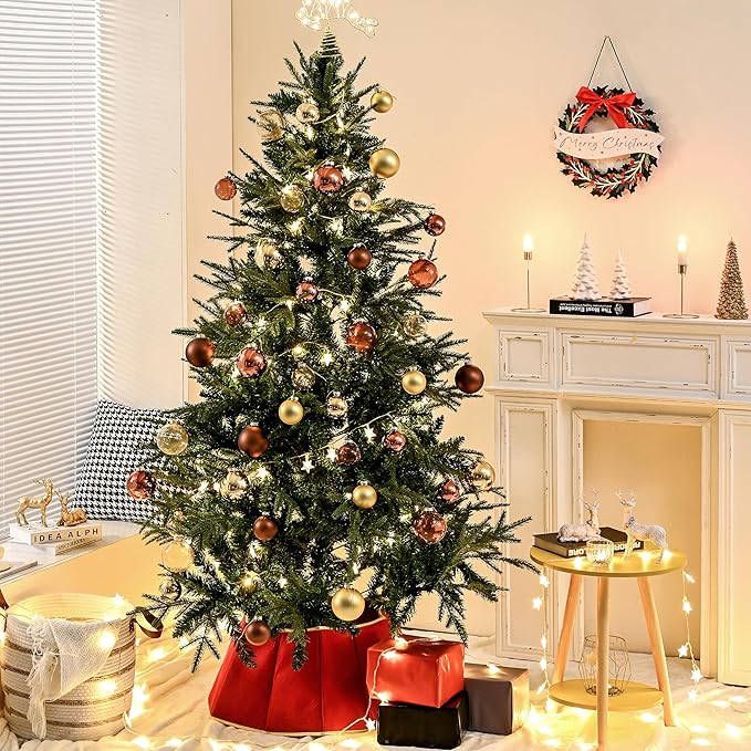 Gold Glass Christmas Ball Ornaments - 2.36' Hanging Ornaments Set of 12 Baubles for Holiday Party Xmas Tree Decorations Gifts