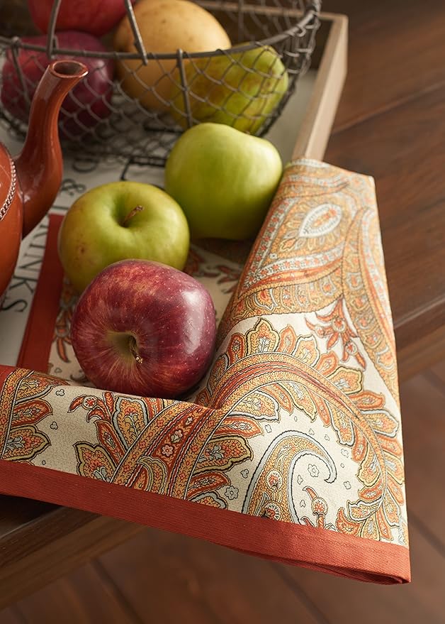 Maison d' Hermine Cloth Napkins Set of 4 100% Cotton Everyday Reusable Square Napkins Cloth Washable, Dinner, Party, Wedding, Restaurant (Kashmir Paisley, 20" x 20")