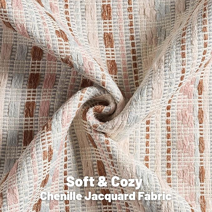 FUTEI Pink Blue Decorative Throw Pillow Covers 18x18 Inch Set of 2,Soft Cozy Chenille Jacquard Textured Cushion Case,Boho Home Decor for Couch Bed Living Room