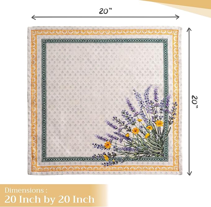 Maison d' Hermine Cloth Napkins Set of 4 100% Cotton Everyday Reusable Square Napkins Cloth Washable, Dinner, Party, Wedding, Restaurant, Spring/Summer (Fanny Lavender, 20" x 20")