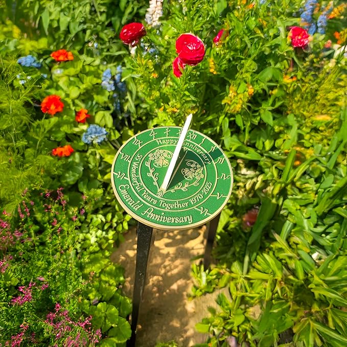 Anniversary Sundial Gift for 55th Emerald Wedding Anniversary in 2025 - Recycled Metal Home Decor Or Garden Present Idea - Handmade in UK for Him, Her Parents Or Couples 55 Year Celebration