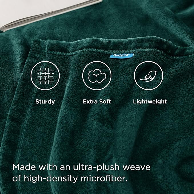 Bedsure GentleSoft Fleece Throw Blanket Forest Green - 300GSM Blankets for Couch, Sofa, Bed, Soft Lightweight Plush Cozy Throws for Toddlers, 50x60 inches