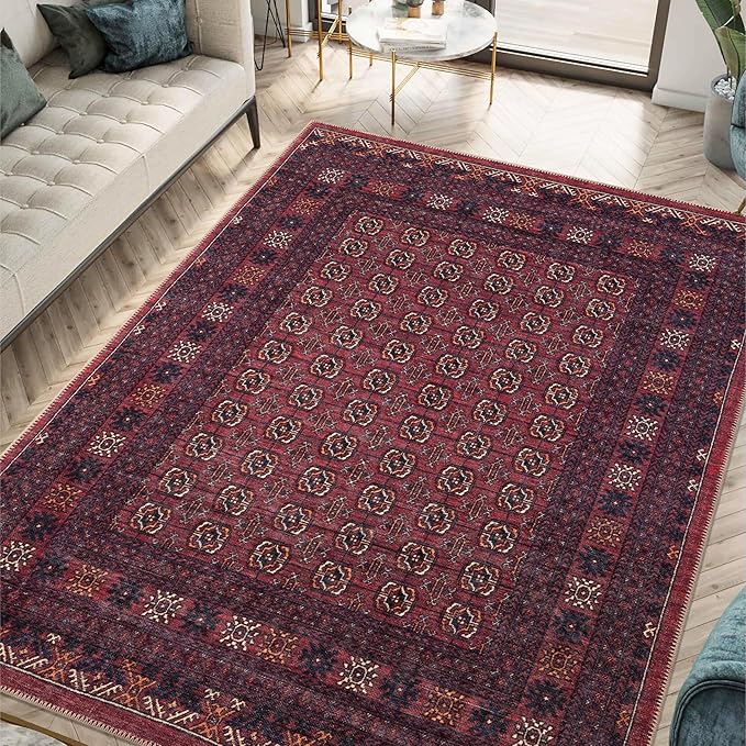 Keen Home Design 4x6 Rug - Machine Washable Area Rug with Non-Slip Backing, Ideal for Living Room, Dining Room, Bedroom - Vintage, Easy Clean, Durable, Low Pile Rug - (4' x 6')