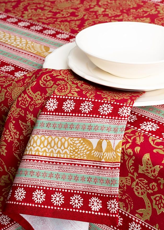 Maison d' Hermine Cloth Napkins Set of 4 100% Cotton Everyday Reusable Square Napkins Cloth Washable, Dinner, Party, Wedding, Restaurant (Sofia, 20" x 20")