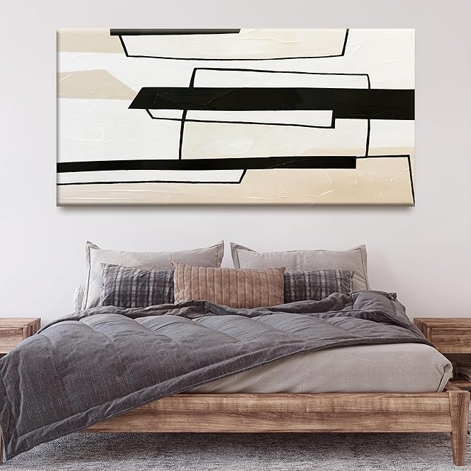 TAIJXAGSG Large Abstract Wall Art For Living Room Black Canvas Art Wall Decor White Wall Art Office Decoration Abstract Wall Decor For Home Bedroom Kitchen Artwork 29x58 Inch