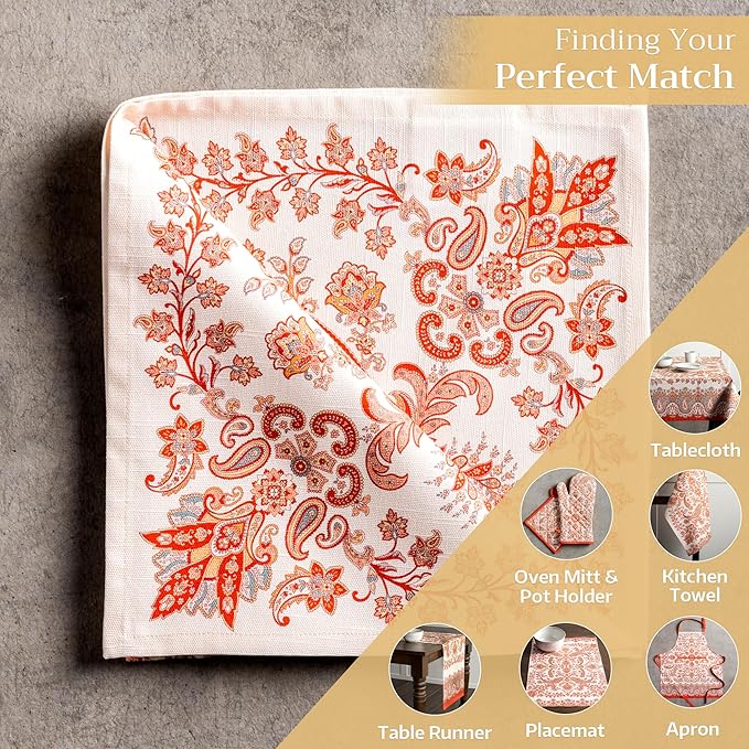 Maison d' Hermine Cloth Napkins Set of 4 100% Cotton Everyday Reusable Square Napkins Cloth Washable, Dinner, Party, Wedding, Restaurant (Cachemire, 20" x 20")