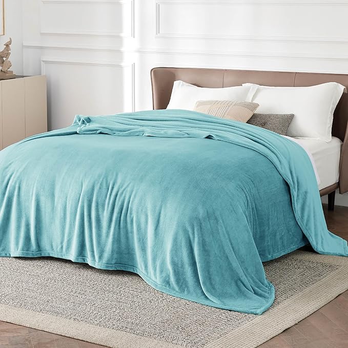 Bedsure GentleSoft Fleece Bed Blankets Queen Size River Blue - Soft Lightweight Plush Fuzzy Cozy Luxury Blanket Microfiber, 90x90 inches