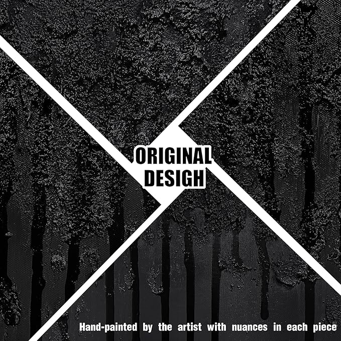 Abstract Painting Wall Art for Bedroom Black Pictures for Living Room Canvas Wall Decor for Office Men Size 24 x 47 Inch