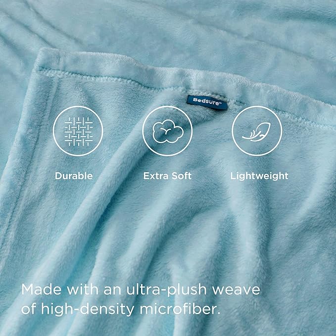 Bedsure GentleSoft Fleece Throw Blanket for Couch River Blue - Lightweight Plush Fuzzy Cozy Soft Blankets and Throws for Sofa, 50x60 inches