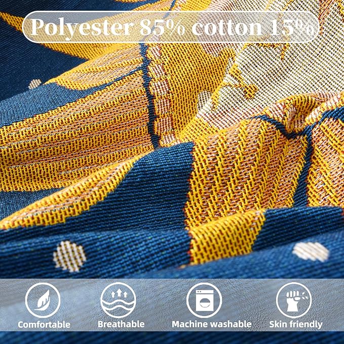 Boho Throw Blanket Reversible Cotton Bohemian Tapestry Hippie Room Decor Outdoor Blanket Double Sided (Boho Sun Blue 50"x60")