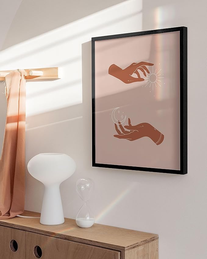 HAUS AND HUES Sun and Moon Astrology Posters - Spiritual Wall Art and Celestial Hands Top and Bottom Astrology Room Decor Posters Boho Prints Unframed 16x20