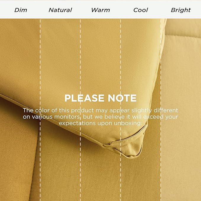 Bedsure Comforter Duvet Insert - Quilted Comforters Twin Size, All Season Duvet, GentleSoft Down Alternative Bedding, with 8 Tabs, Gifts for Women/Men, Mustard Yellow, Twin 88 x 68 Inches