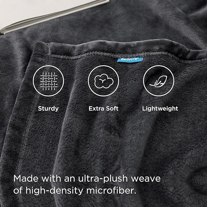 Bedsure GentleSoft Fleece Blankets King Size Dark Grey - Bed Blanket Soft Lightweight Plush Cozy Fuzzy Luxury Microfiber, 108x90 inches