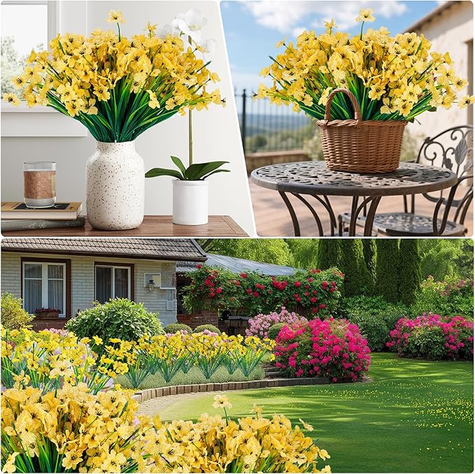 20 Bundles Artificial Flowers for Outdoors or Indoor Garden Home Decoration,No Fade Fake Flowers Faux Plants for Decoration Hanging Planters,Porch Window Box Garden Wedding Farmhouse Fake Plants