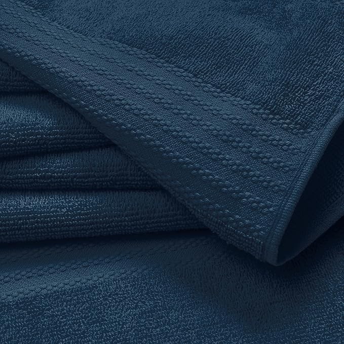 GLAMBURG Ultra Soft 6-Piece Hand Towel Set 16x28-100% Ringspun Cotton - Durable & Highly Absorbent Hand Towels - Ideal for use in Bathroom, Kitchen, Gym, Spa & General Cleaning - Mineral Blue