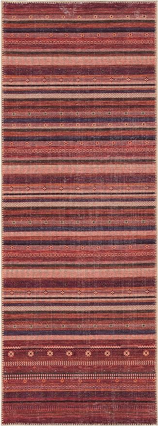 Keen Home Design 2x7 Rug - Machine Washable Runner Rug with Non-Slip Backing, Ideal for Hallway, Entryway, Kitchen, Laundry Room - Vintage, Easy Clean, Durable, Low Pile Rug - (2'6" x 7')