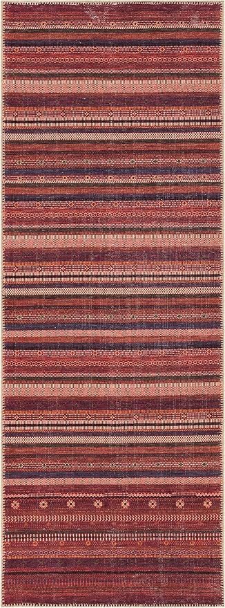 Keen Home Design 2x10 Rug - Machine Washable Runner with Non-Slip Backing, Ideal for Hallway, Entryway, Kitchen, Laundry Room - Vintage, Easy Clean, Durable, Low Pile Rug - (2'6" x 10')