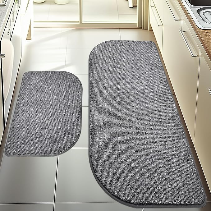 Washable Kitchen Rugs Set of 2 (24" x 35.5" + 24" x 59"), Non Slip Kitchen Mats for Floor, Absorbent Indoor Entryway Runner Rugs for Laundry, Bathroom, Door, Bedroom (Roll Packing)