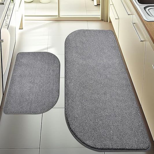 Washable Kitchen Rugs Set of 2 (24" x 35.5" + 24" x 59"), Non Slip Kitchen Mats for Floor, Absorbent Indoor Entryway Runner Rugs for Laundry, Bathroom, Door, Bedroom (Roll Packing)