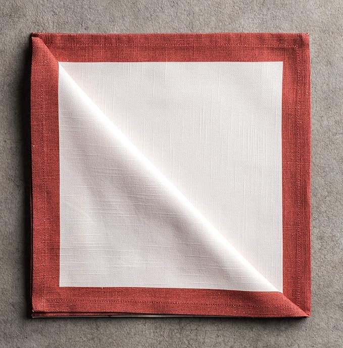 Maison d' Hermine Cloth Napkins Set of 4 100% Cotton Everyday Reusable Square Napkins Cloth Washable, Dinner, Party, Wedding, Restaurant (Holy Jouy - Red, 20" x 20")
