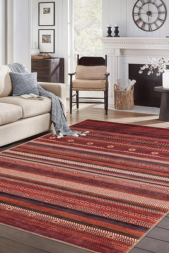 Keen Home Design 4x6 Rug - Machine Washable Area Rug with Non-Slip Backing, Ideal for Living Room, Dining Room, Bedroom - Vintage, Easy Clean, Durable, Low Pile Rug - (4' x 6')