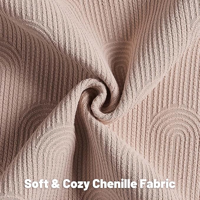 FUTEI Pink Chenille Decorative Throw Pillow Covers 12x20 Inch Set of 2,Soft Cozy Striped Geometric Patterns Lumbar Pillow Cases,Modern Home Decor for Couch Bed Living Room