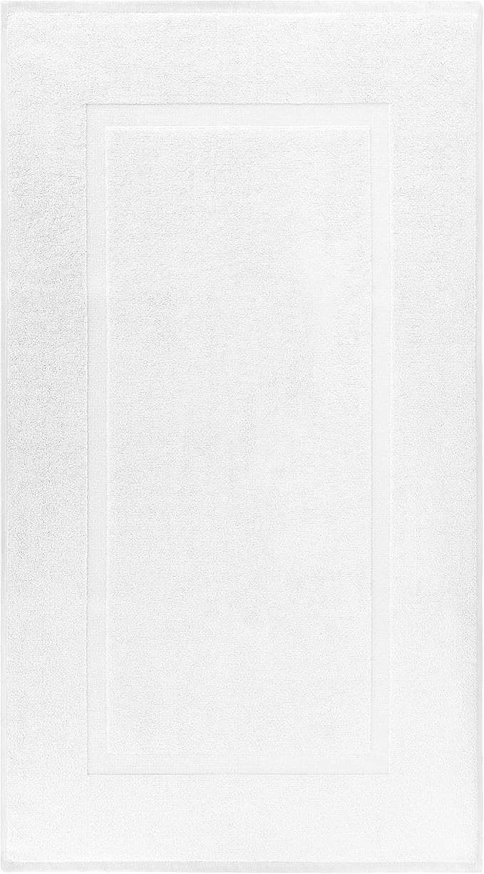 Cotton Paradise 100% Cotton Bath Mats for Bathroom Floor Set of 2 Pack, 20x34 Soft Absorbent Washable Quick Dry Tub Bathmat, White Towel Bath Mat