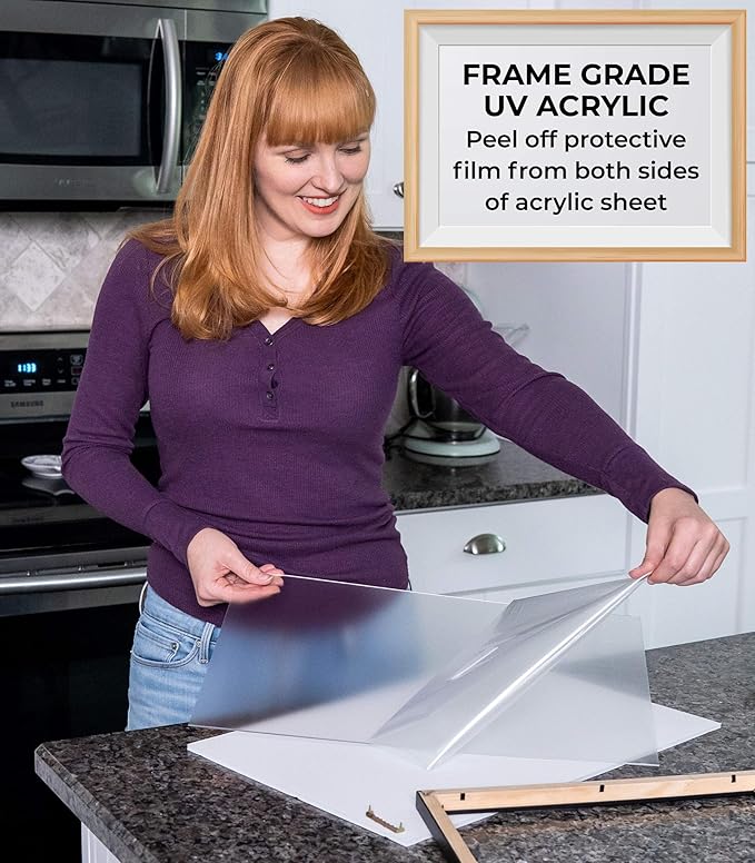 8x10 Frame Silver Wood with White Mat | 10x12 Frame Matted to 8x10 | Display Your Photo Under UV Acrylic Shatter Guard Front, with Foam Board Backing and Wall Hanging Hardware - Museum Quality Frame