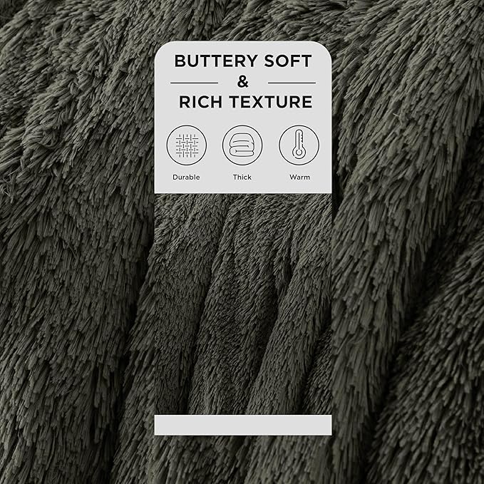 Bedsure GentleSoft Fluffy Olive Green King Size Blanket for Bed, Thick Soft Sherpa Faux Fur Fleece Bedding Fuzzy Plush Winter Warm Heavy Large King Blanket, Cozy Olive Gifts for Men Women, 108x90