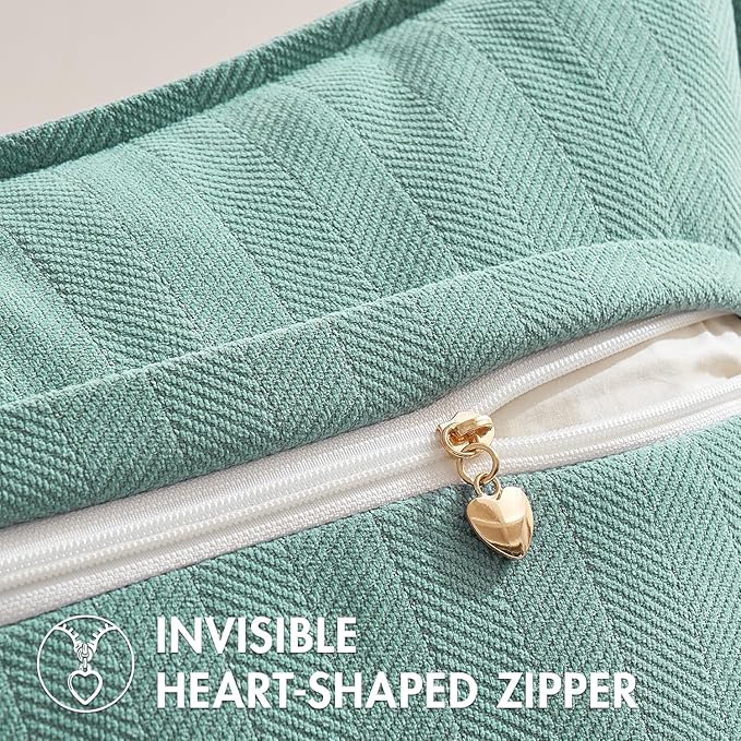 MIULEE Pack of 2 Aqua Green Decorative Pillow Covers 20x20 Inch Soft Chenille Luxurious Couch Throw Pillows Farmhouse Cushion Covers with Elegant Design for Sofa Bedroom Living Room Home Decor