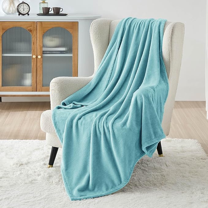 Bedsure GentleSoft Fleece Throw Blanket for Couch River Blue - Lightweight Plush Fuzzy Cozy Soft Blankets and Throws for Sofa, 50x70 inches