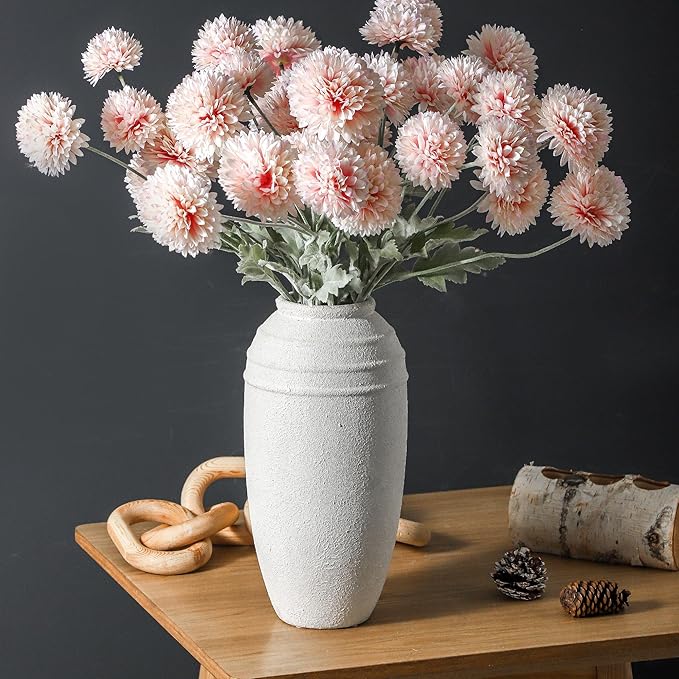 Rustic Farmhouse Flower Vase - 12.87 inch Tall Ceramic Vintage Vase for Home Decor, Living Room Shelf Decor, Enterway Table Decoration