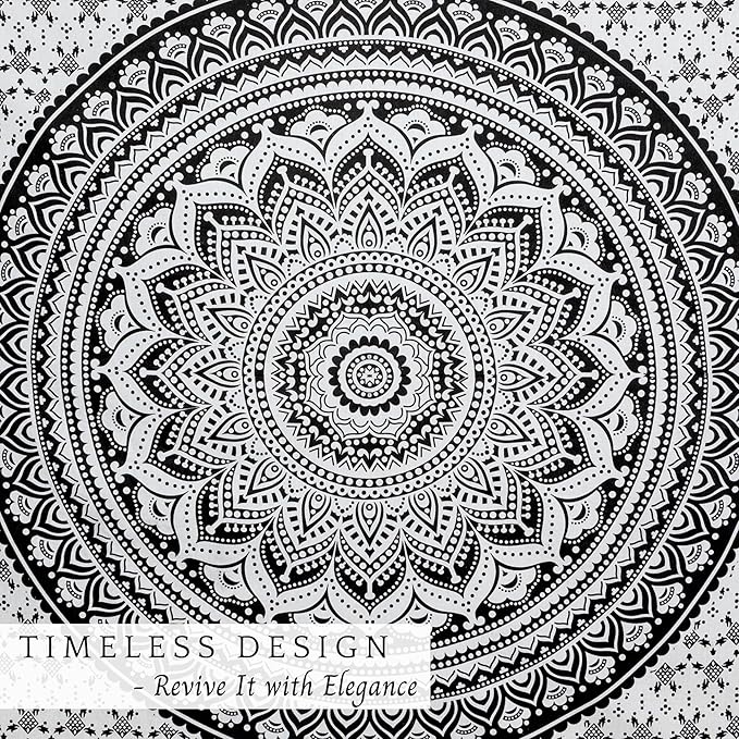 RAJRANG Black Hippie Wall Hanging Tapestry 30x40 Inches Boho Mandala Dorm Decor Meditation Bohemian Cotton Tapestries