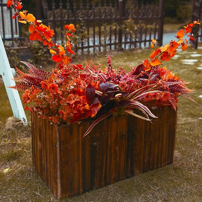 PARTY JOY 15 Bunches Artificial Fall Flowers Faux Fake Orchid Autumn Plants Flowers for Outdoors Thanksgiving Autumn Decor Decorations for Home