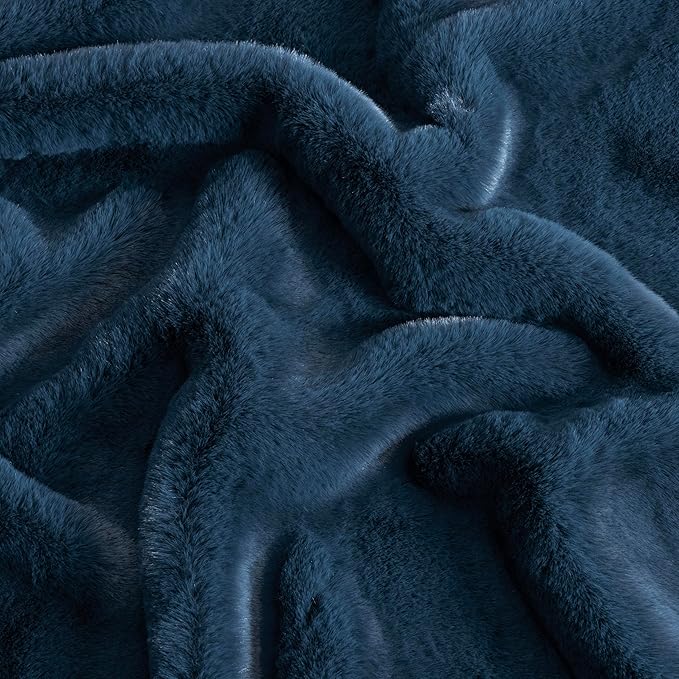 UGG Plush Faux Fur Throw Blanket Reversible Medium Weight Luxury Soft Throw Blankets for Bed or Chair, Hypoallergenic, Machine Washable, Home Decor, 50-inch x 70-inch, Indigo Navy Blue (Euphoria)