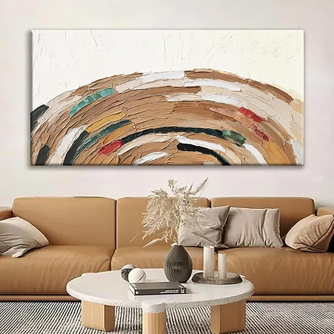 Tsomzxng Large Abstract Wall Art For Living Room Decor Yellow Brown Wall Art Painting Prints Minimalist Abstract Art Modern Canvas Art Wall Decor Pictures For Bedroom Kitchen Office 29"×58"