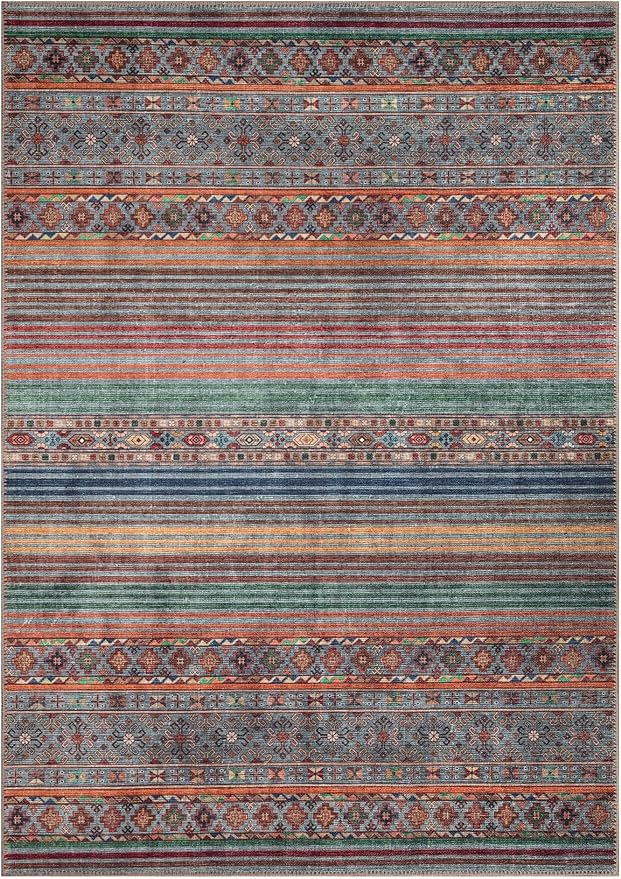 Keen Home Design 4x6 Rug - Machine Washable Area Rug with Non-Slip Backing, Ideal for Living Room, Dining Room, Bedroom - Vintage, Easy Clean, Durable, Low Pile Rug - (4' x 6')