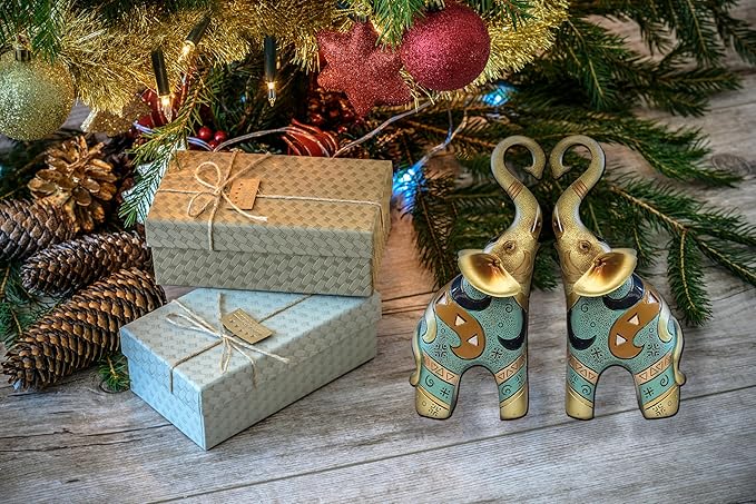 Gold Elephant Statue and Small Figurine for Home Decor