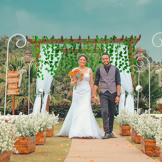 Sggvecsy 6 Pack 42Ft Fake Vines Fake Ivy Leaves Artificial Ivy Leaf Plants Artificial Ivy Garland Greenery Hanging Plants Vines for Wedding Wall Party Home Room Kitchen Garden Decor