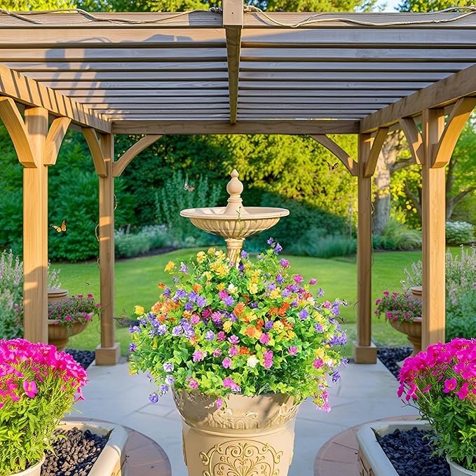 LADADA 12 Bundles Outdoor Plant Flowers, Multi Color UV Resistant, Outdoor Porch, Home Courtyard, Garden Decoration（Mix Color）