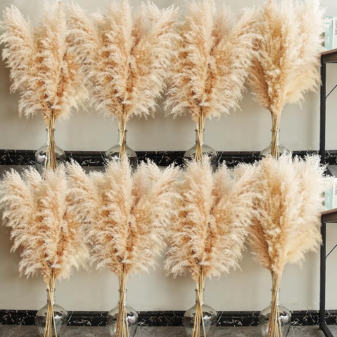 40" inch 40 Stems Natural Pampas Grass Decor Tall, pompas Grass, Tall Pampas Grass for Wedding, Party, Farmhouse, Boho Home Decor